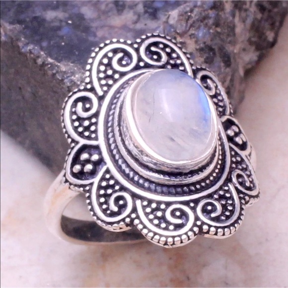 Jewelry - Rainbow moonstone silver ring size 7.5